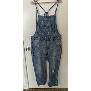 ANTHRO Floral Overalls with Button Detail